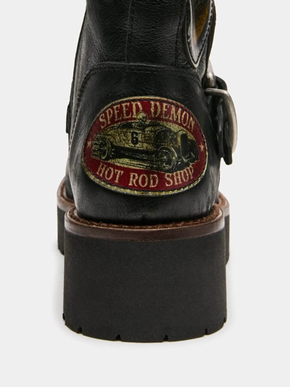 NEW Steve Madden Womens sz 9 Reckless Black Leather boots moto buckle platform - Picture 5 of 5